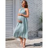 Women Maternity Halter Neck Summer Casual Sundress Sleeveless Boho Ruched Back Strap Flowy Maxi Dress Baby Shower - 2 of 4