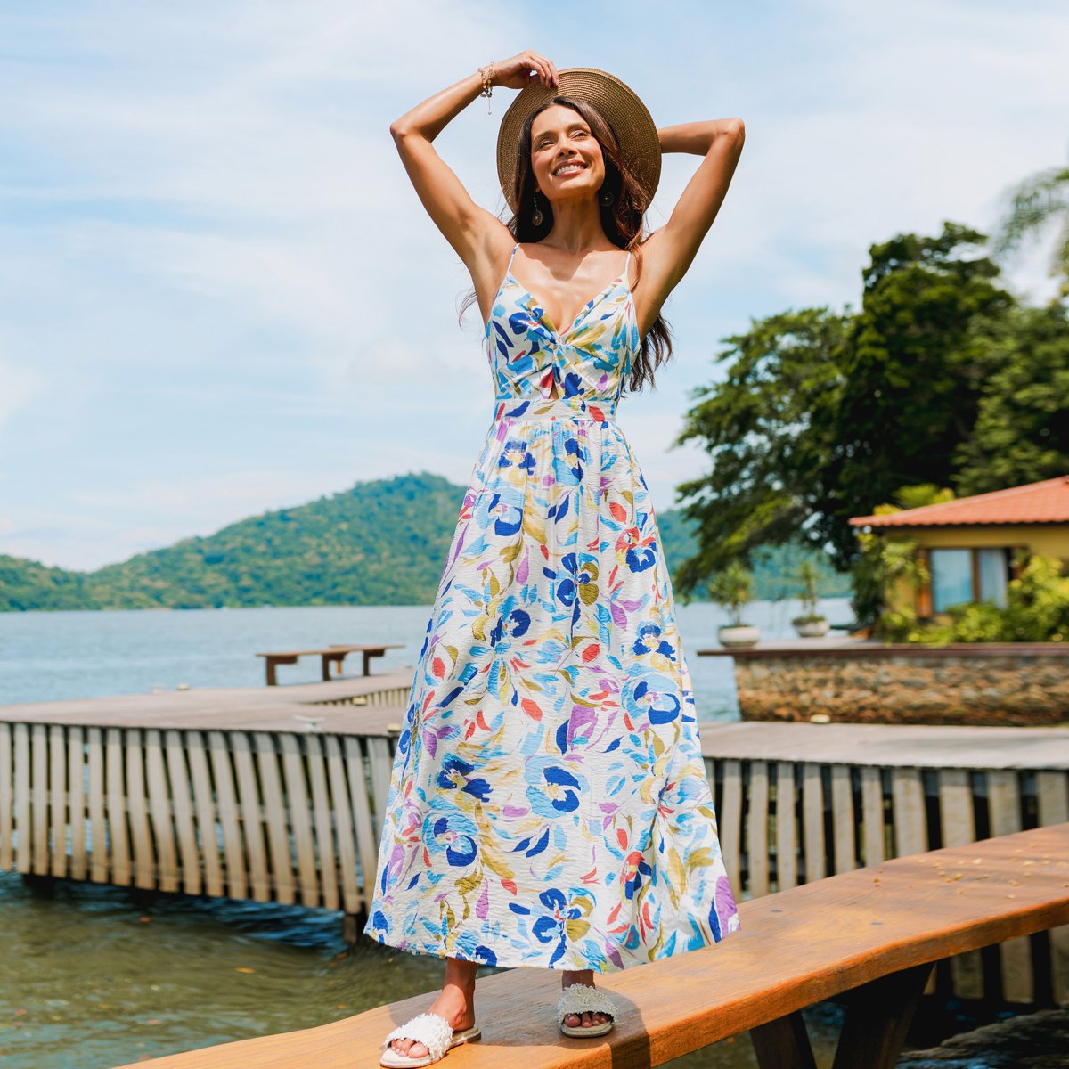 Женские платья Cupshe Women's Vibrant Floral Print Maxi Beach Dress-M-Multicolored — фото 5