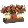 3 PCS Mason Jar Centerpiece for Table with Artificial Flowers, Coffee Table Decor with Wood Tray, Summer Decoration For Dining Room Kitchen - 3 of 4