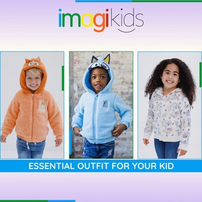 Blue Cozy Faux Shearling Zip Up Cosplay Hoodie for Toddlers