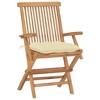 vidaXL Patio Chairs with Cream White Cushions 2 pcs Solid Teak Wood - 2 of 4