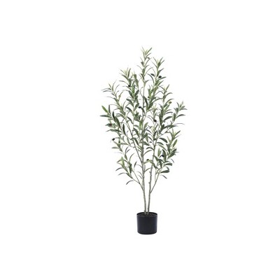 Kazeila Artificial Plastic Olive Tree in Pot, Pre Potted Faux Greenry Olive Tree for Home Decor