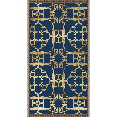 Motif on Blue XI Abstract Canvas Print with Bronze Frame