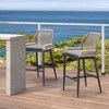 PURPLE LEAF Patio Sunbrella Bar Stools Set of 2 Handwoven Wicker Bar Height Stool Modern Aluminum Outdoor Wicker Barstools with Back and Cushion - 2 of 4