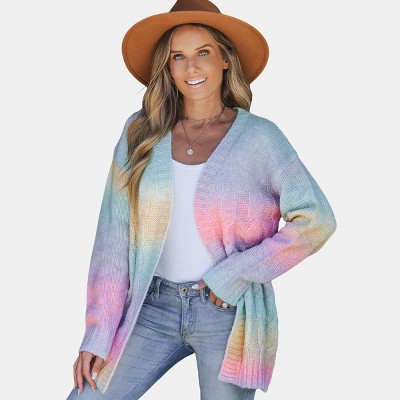 Women's Rainbow Ombre Open Front Long Sleeve Cardigan - Cupshe