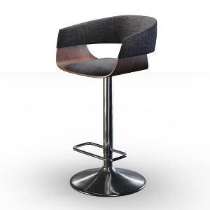 Calinda Adjustable Swivel Barstool Charcoal Gray - WyndenHall: Mid Century Modern, Ergonomic, Steel Legs - 1 of 4