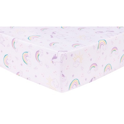 Trend LabDeluxe Flannel Fitted Crib Sheet - Unicorn Rainbow