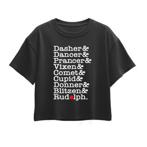 Girls' - Instant Message - Reindeer List Short Sleeve Boxy Graphic T-Shirt - 1 of 2