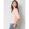 INSPIRE CHIC Women's Elbow Sleeves Boat Slim Fit Casual Stripe Animal Print Multi Floral Pattern T-Shirt - 4 of 4