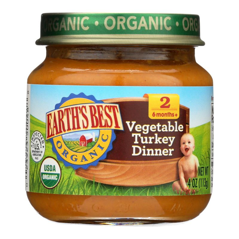 Earth's Best Organic Vegetable Turkey Dinner Baby Food 6+ Months - Case of 10/4 oz, 2 of 7