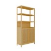 Dolonm 64.7 in. Tall Double-Door Bamboo Storage Rack with Shelves, Natural Finish for Bathroom& Bedrooms or Entryways - 4 of 4