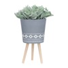 VisioGear 2PCS Round Planter with Wooden Legs, Plant Pots for Hall, Living Room, Gray, 12"*12"*21" - 4 of 4