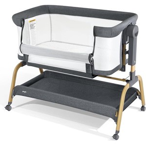 3-in-1 Baby Bassinet & Bedside Sleeper, Rocking Mode, 6 Height Adjustments, Breathable Mesh,Portable Folding Crib with Wheels & Storage Basket - 1 of 1