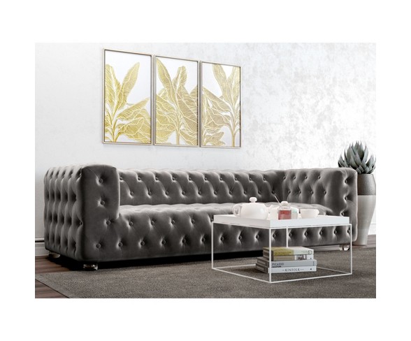 Ruby Tufted Velvet Sofa Platinum - AF Lifestlye