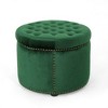 CAVINAS Velvet Ottoman Bench, Round Ottoman Foot Rest with Tufted Top, Work as End Table and Ottoman, Button‑Tufted Accent Seat for Living Room - 2 of 4