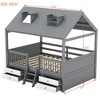 Twin/Full Size Loft Bed Wood House Bed Frame Drawers - ModernLuxe - 3 of 4
