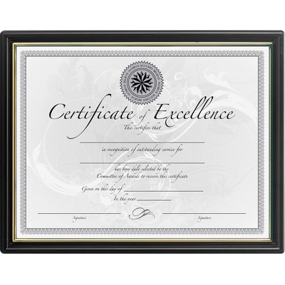 Burnes Home Accents Certificate Frame Plastic Face 8-1/2"x11" Black/Gold Frame N1188N5