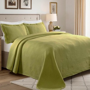 100% Cotton Bedspread Set Waves Matelasse Decorative Bedspread and Pillow Sham Set by Blue Nile Mills - 1 of 4