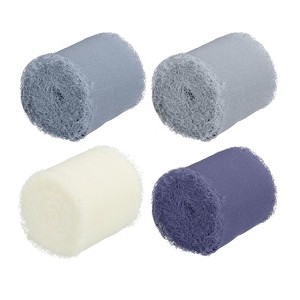 Unique Bargains Handmade Fringe DIY Decor Wedding Gift Wrapping Chiffon Ribbon 4 Rolls - 1 of 4