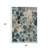 Teal Blue Beige And Ivory Geometric Washable Indoor Outdoor Area Rug - 3 of 4