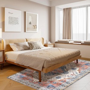 Washable Vintage Area Rugs for Living Room, Office, Dining Room, Kids Room, Farmhouse, Durable Low Pile Non-Slip Carpet, Foldable Mat, Orange 6*9ft - 1 of 4