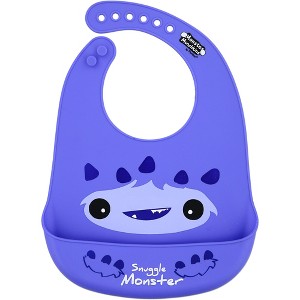 Pavilion Gift Company - Purple Snuggle Monster - 12" Silicone Catch All Bib - Bibs - 1 of 4