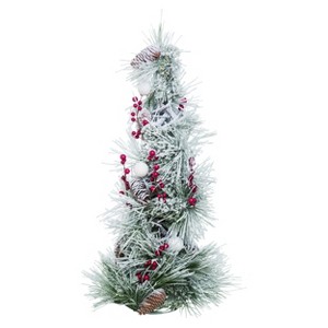 Transpac Foam 24 in. White Christmas Frosted Berry Pinecone Tree - 1 of 2