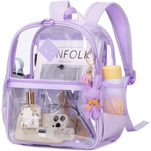 Mini Clear Backpack, Thick TPU Stadium Bag with Front Pocket for Events, Concerts, Work, and Travel, Compliant - 1 of 4