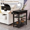 Tangkula 2PCS 3-Tier End Table Sofa Side Table Nightstand w/ Shelf & Drawer - 3 of 4