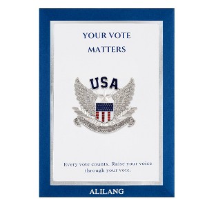 Anna-Kaci USA American Flag Shield with Bird Wings Silver Tone Brooch with Patriotic Gift Message Card & Envelope Jewelry Gifts - 1 of 4