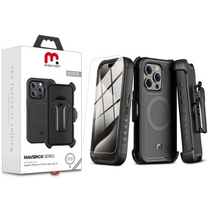 MyBat Pro Maverick Series MagSafe Case w/ Holster and Tempered Glass for Apple iPhone 15 Pro Max (6.7) - Grey - 1 of 4