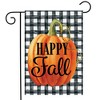 Happy Fall Pumpkin Burlap Garden Flag Checkered 18" x 12.5" Briarwood Lane - 2 of 4