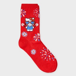 Women's Hello Kitty Americana Crew Socks - Red 4-10 - 1 of 3