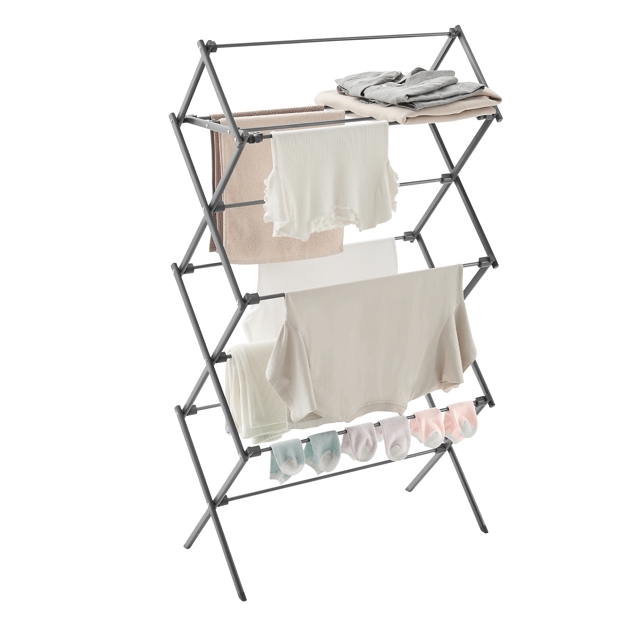 LEDREM Foldable Clothes Drying Rack Laundry Drying Rack, Clothes Airer, Steel Frame, 14.6 x 29.5 x 53.2 Inches Indoor Outdoor Use