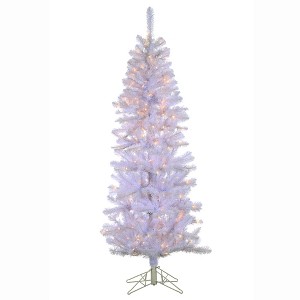 Vickerman 6.5' x 30" Artificial White Boise Pine Tree 200 Clear Lights, Metal Stand - 1 of 1