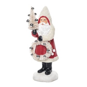 Transpac Resin 12 in. Multicolored Christmas Old World Santa and Tree Figurine - 1 of 4