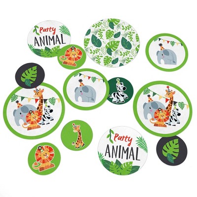 Big Dot of Happiness Jungle Party Animals - Safari Zoo Animal Birthday Party or Baby Shower Giant Circle Confetti - Party Décor - Large Confetti 27 Ct