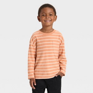 Toddler Boys' Long Sleeve Jacquard Striped Oversized T-Shirt - Cat & Jack™ - 1 of 3