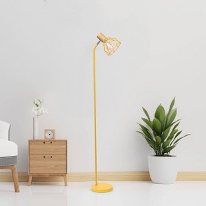 Simple Designs 55.91" Industrial Farmhouse Fusion Adjustable Cage Wire Accent Floor Lamp - 1 of 4