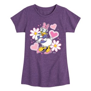 Girls' - Disney - Daisy Sticker Look Fitted Short Sleeve Graphic T-Shirt - 1 of 4