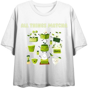 Matcha Treats All Things Matcha Women's Crew Neck Crop Top - 1 of 3