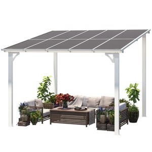CLIHOME 10 ft. x 10 ft. Aluminum Sloped Patio Cover Outdoor Pergola with Polycarbonate Roof Panels - 1 of 4