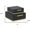 HomeRoots Set of Two Black And Gold Square Nesting Decorative Storage Boxes With Lids - 3 of 4