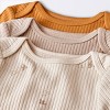 Baby 3pk Birds Long Sleeve Wide Ribbed Bodysuit - Cloud Island™ Bronze - 3 of 4