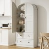 Garvee Tall Storage Cabinet, Farmhouse Large Wood Arched Kitchen Pantry, Bookcase with Doors & 2 Drawers for Dining, Office, Living Room, 72" - 2 of 4