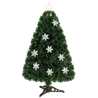 Costway 3FT Pre-Lit Fiber Optic Artificial Christmas Tree with Multicolor Led Lights
