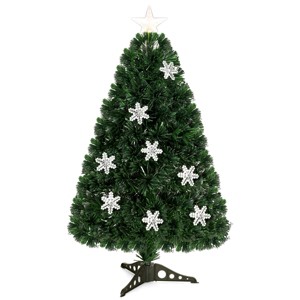 Costway 3FT Pre-Lit Fiber Optic Artificial Christmas Tree with Multicolor Led Lights - 1 of 4