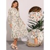 INSPIRE CHIC Women's Floral Mock Neck Long Sleeve Elastic Waist Flowy Midi Dress - 2 of 4