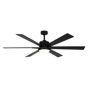 Parrot Uncle 65" Modern Black Integrated LED Ceiling Fan with Light and Remote Control - 1 of 4