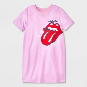 Girls' The Rolling Stones Oversized Sleep T-Shirt - Pink - 1 of 3